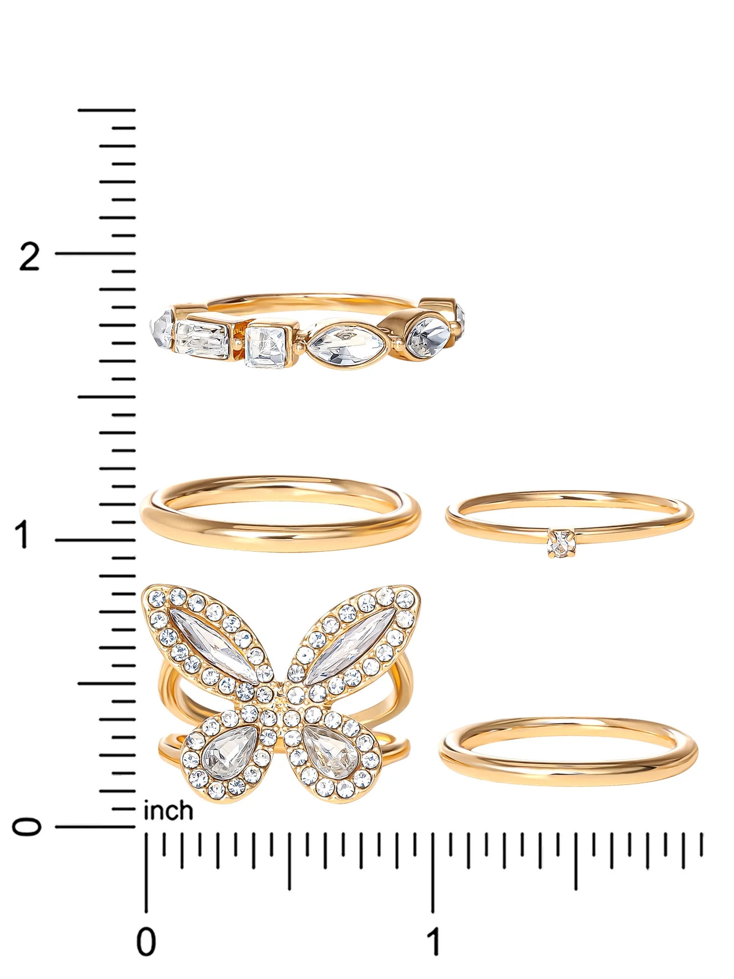 Jessica Simpson Butterfly Ring Set, Set of 5