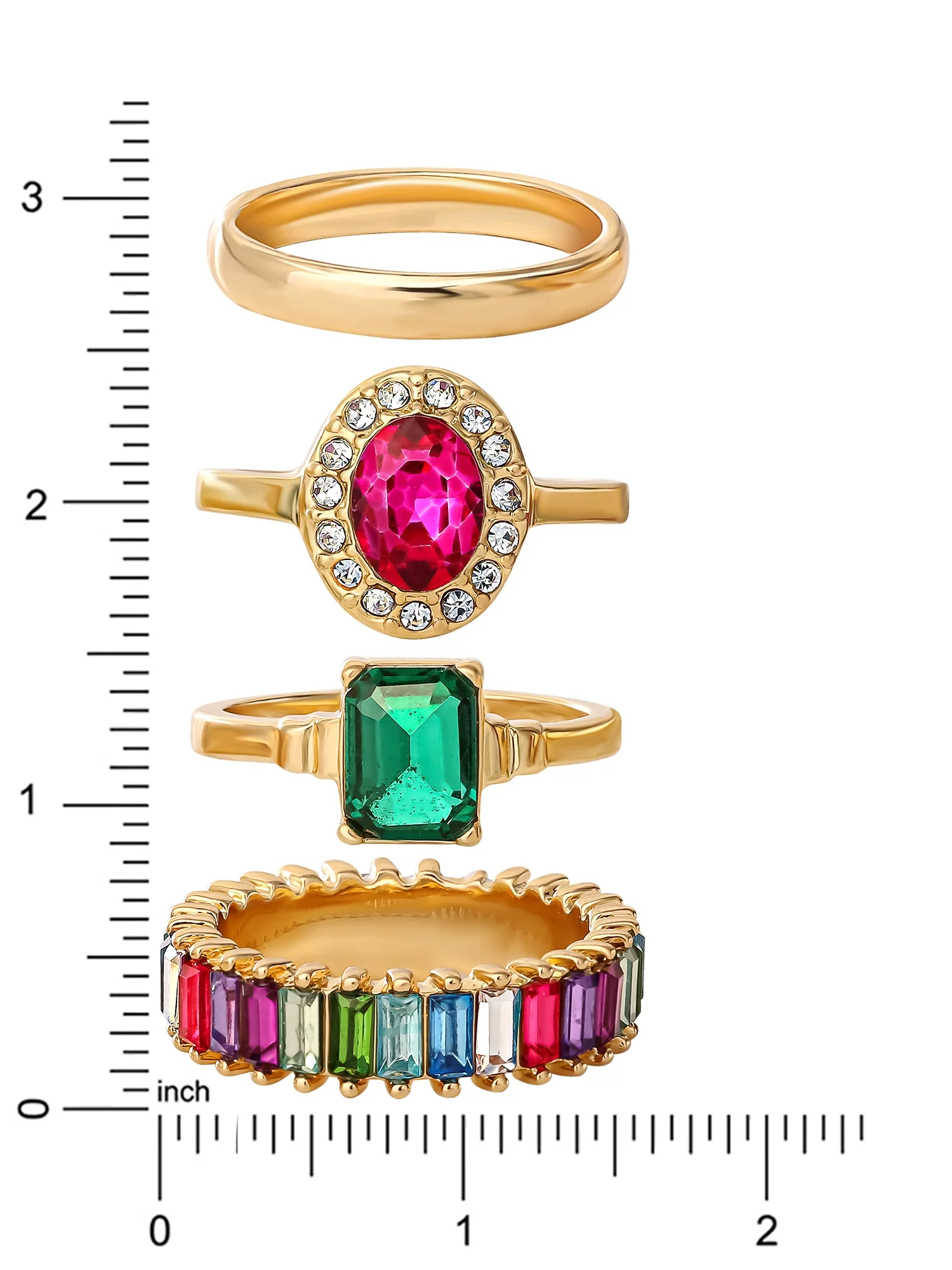 Jessica Simpson  Multi Colored CZ Ring Set, Set of 4