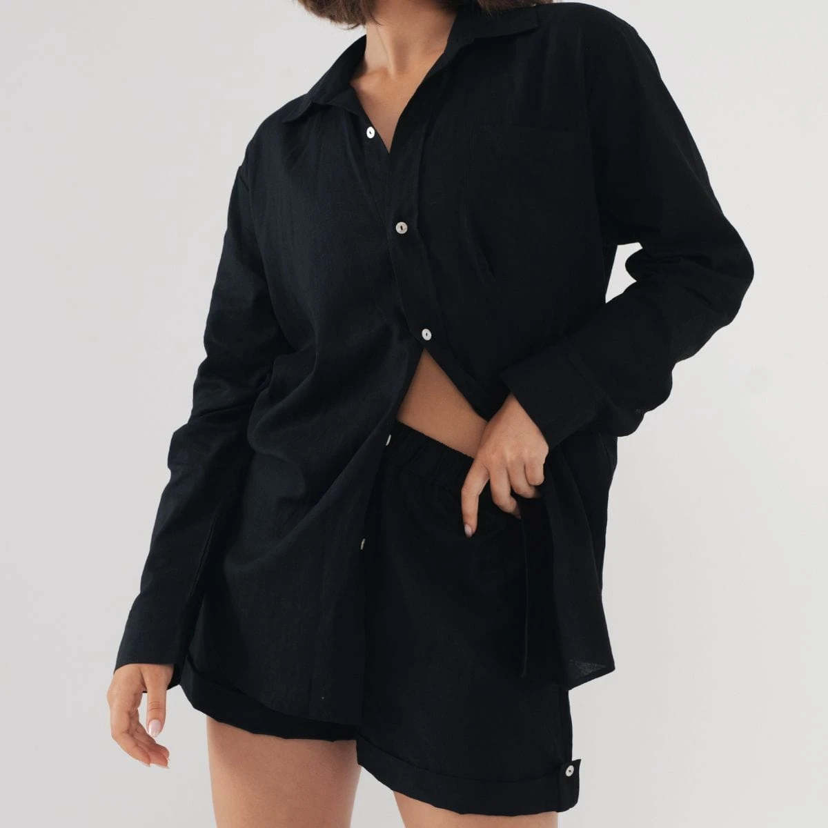 Black Long Sleeve Button Down Shirt