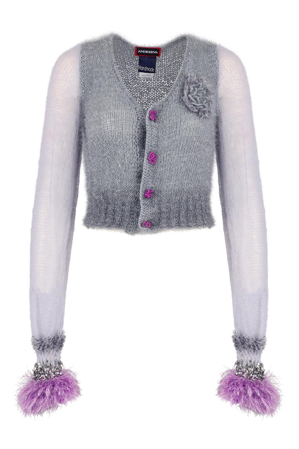 Grey Handmade Cashmere Knit Cardigan