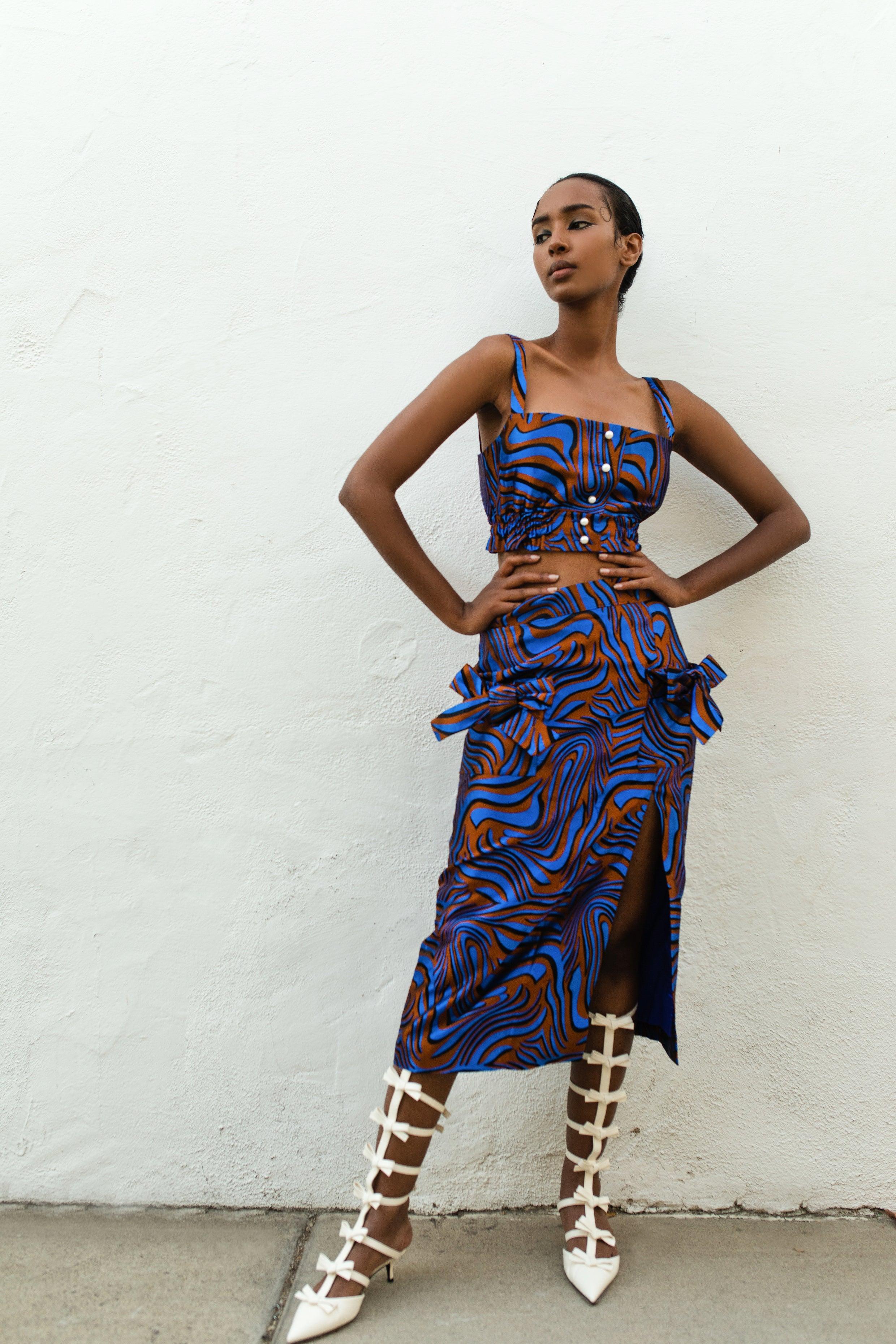 Blue Printed Skirt