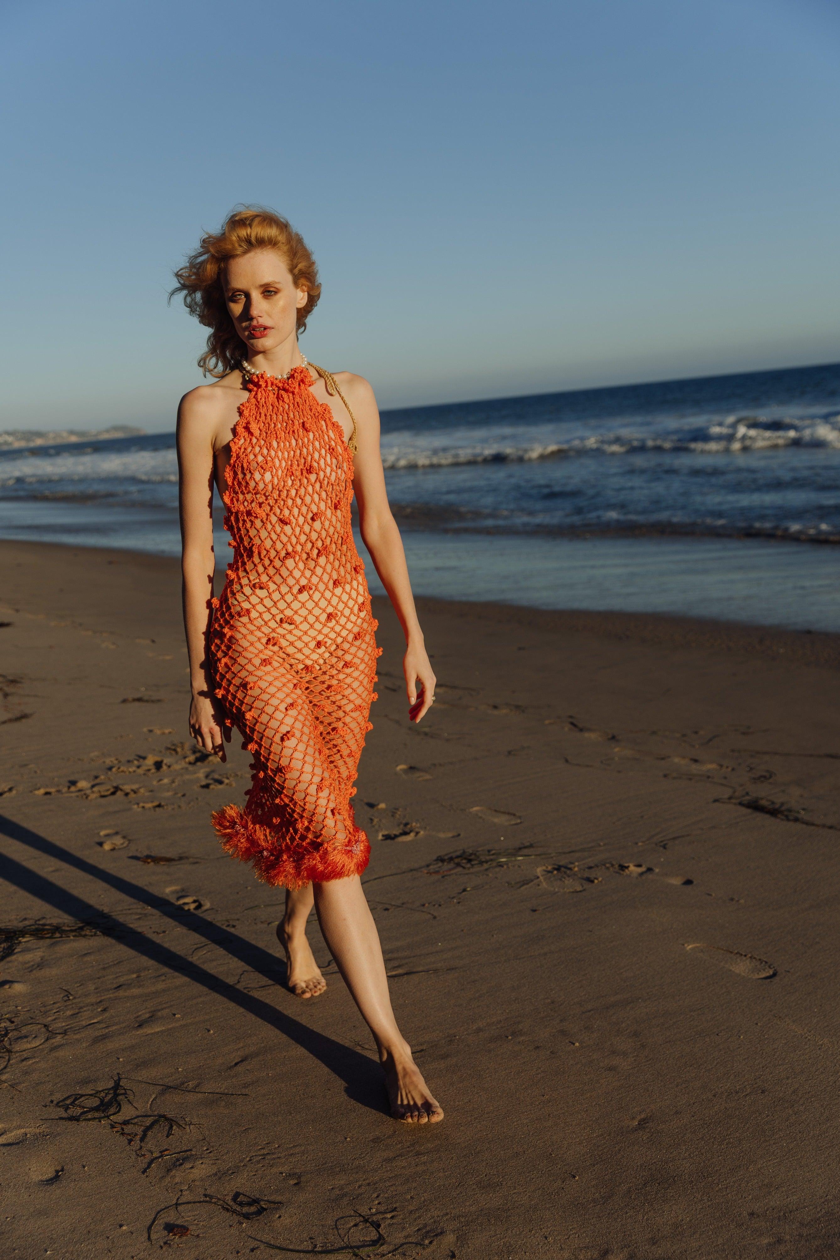 Malva Orange Handmade Crochet Dress