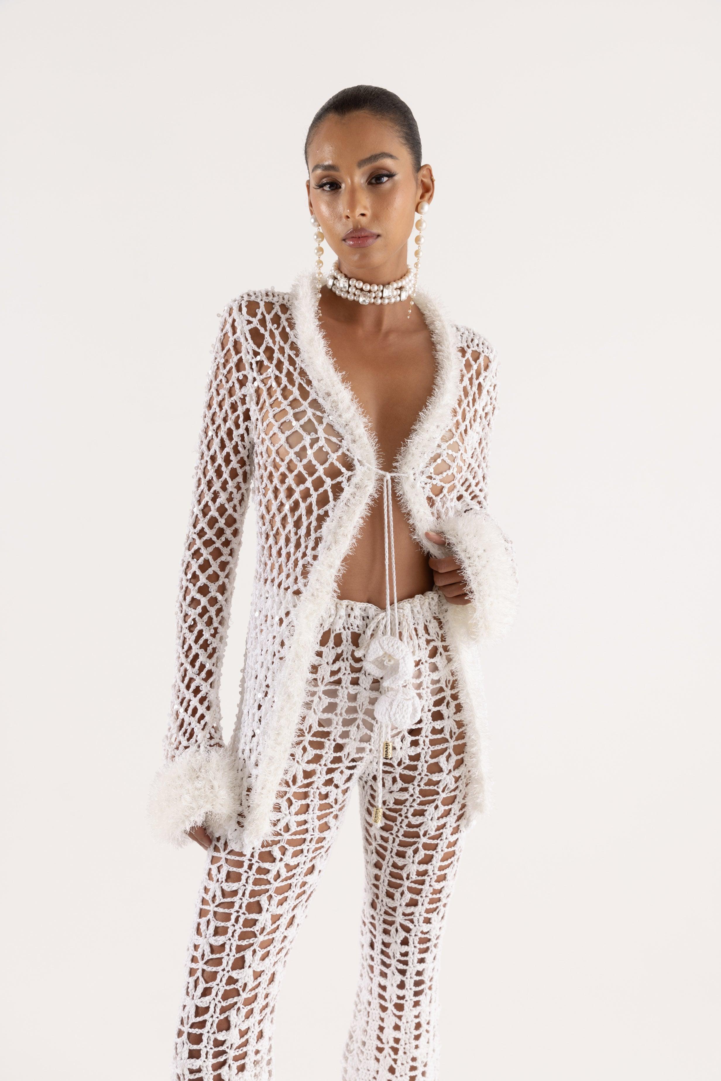 White Vanilla Handmade Crochet Pants