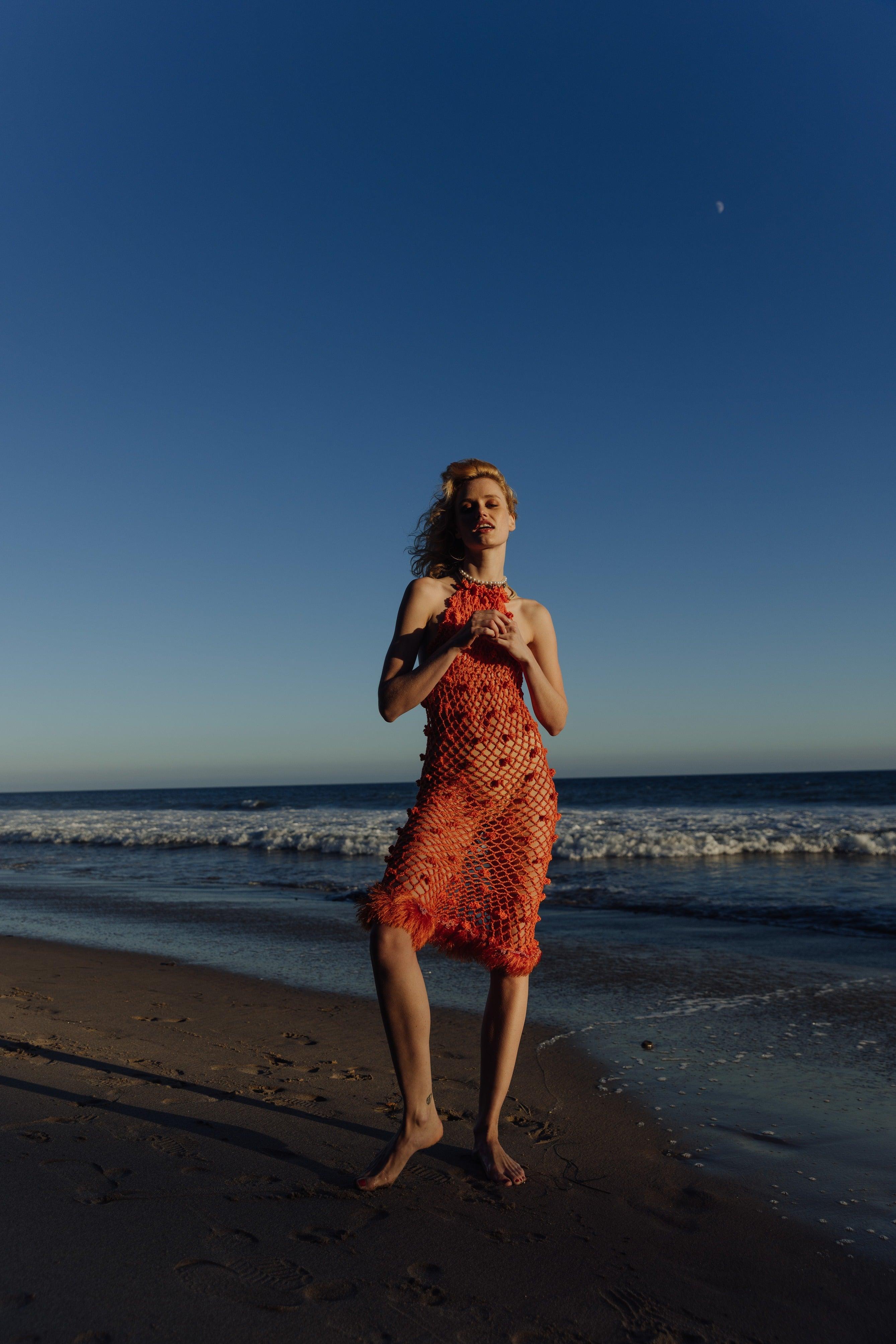 Malva Orange Handmade Crochet Dress