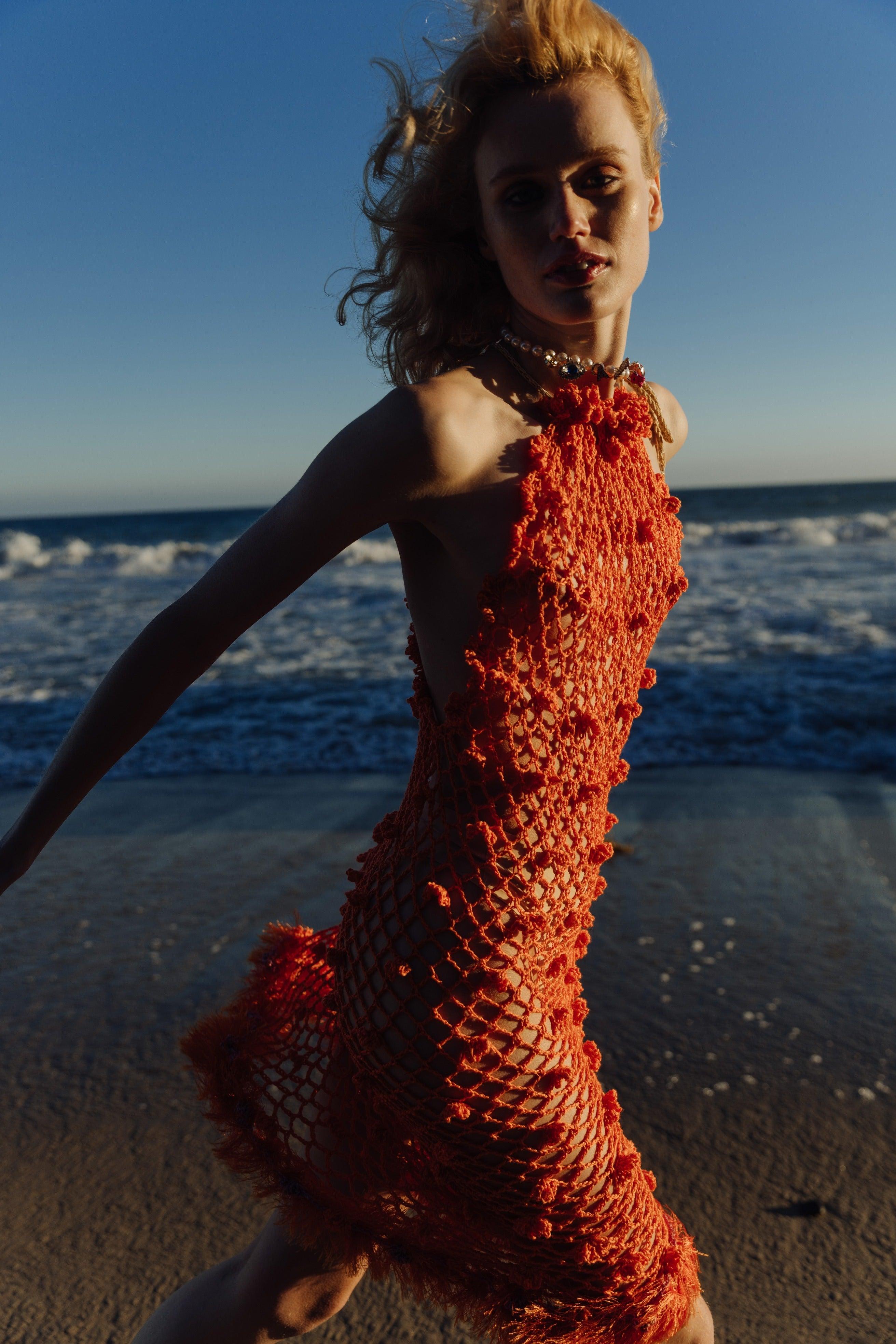 Malva Orange Handmade Crochet Dress