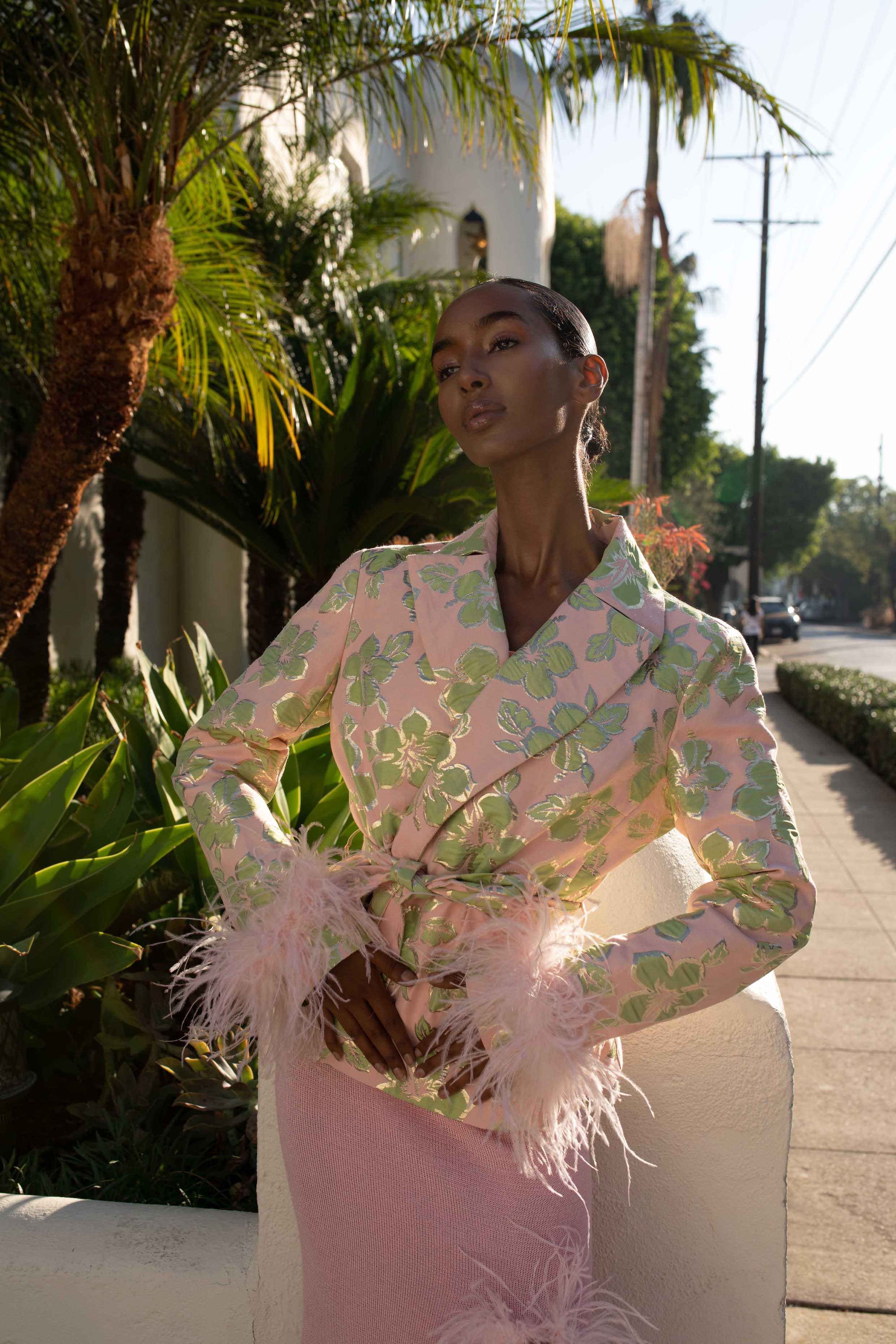 Pink Jacquard Jacket