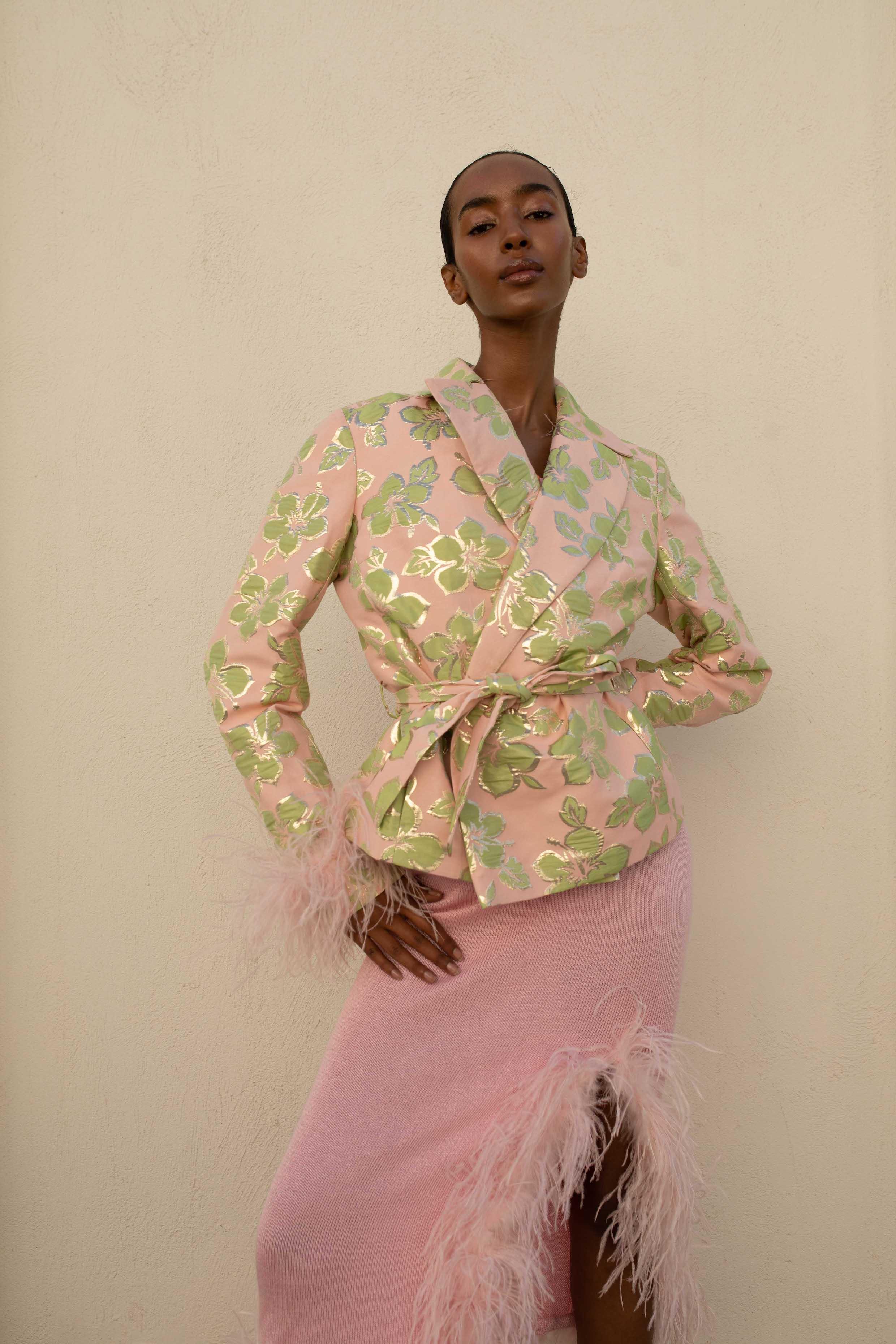 Pink Jacquard Jacket