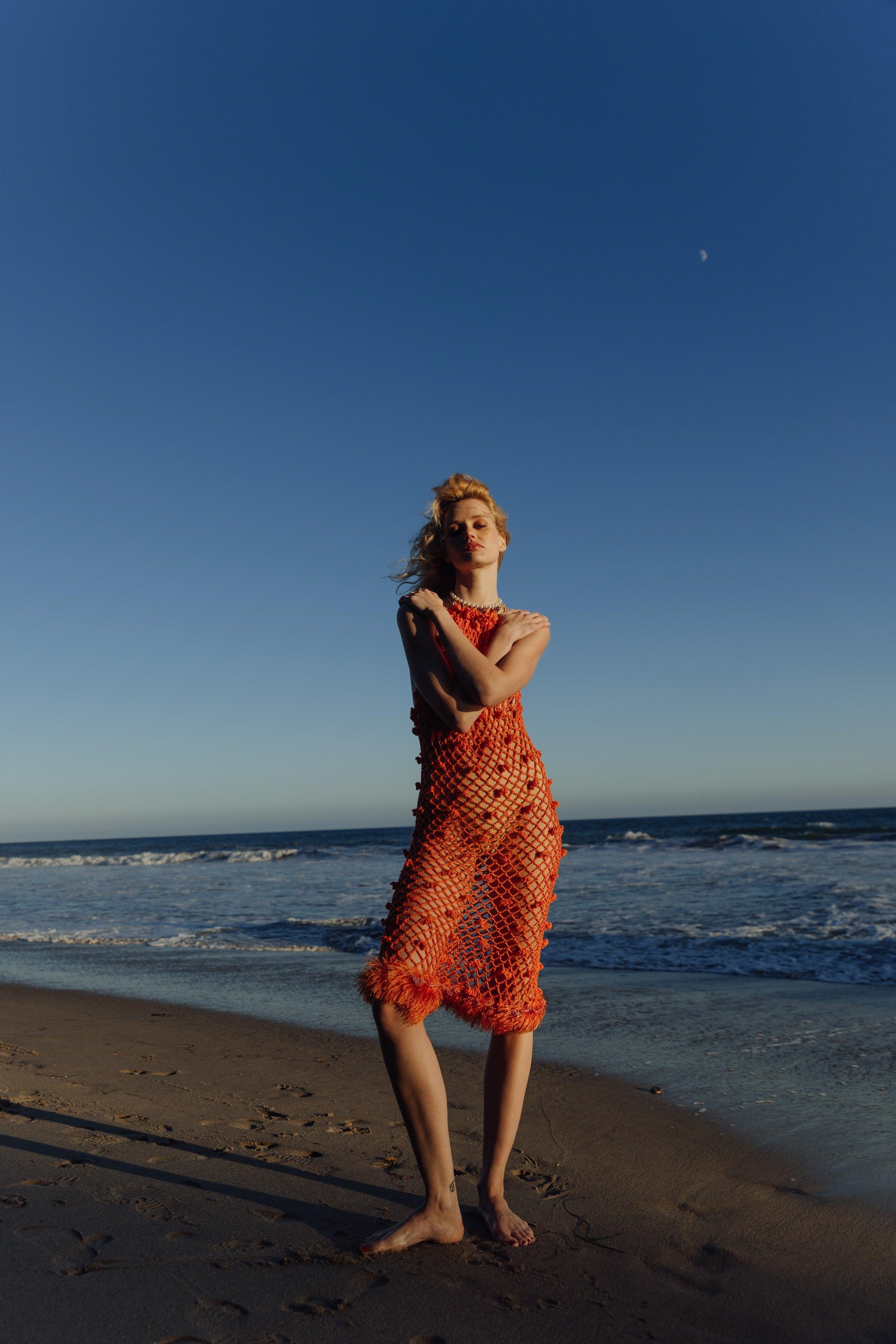 Malva Orange Handmade Crochet Dress