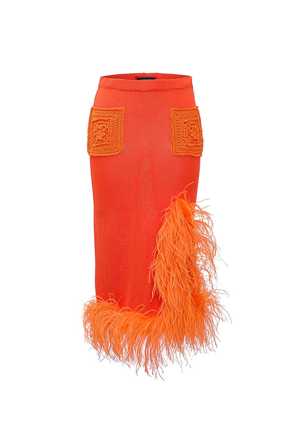 Orange Knit Skirt-Dress