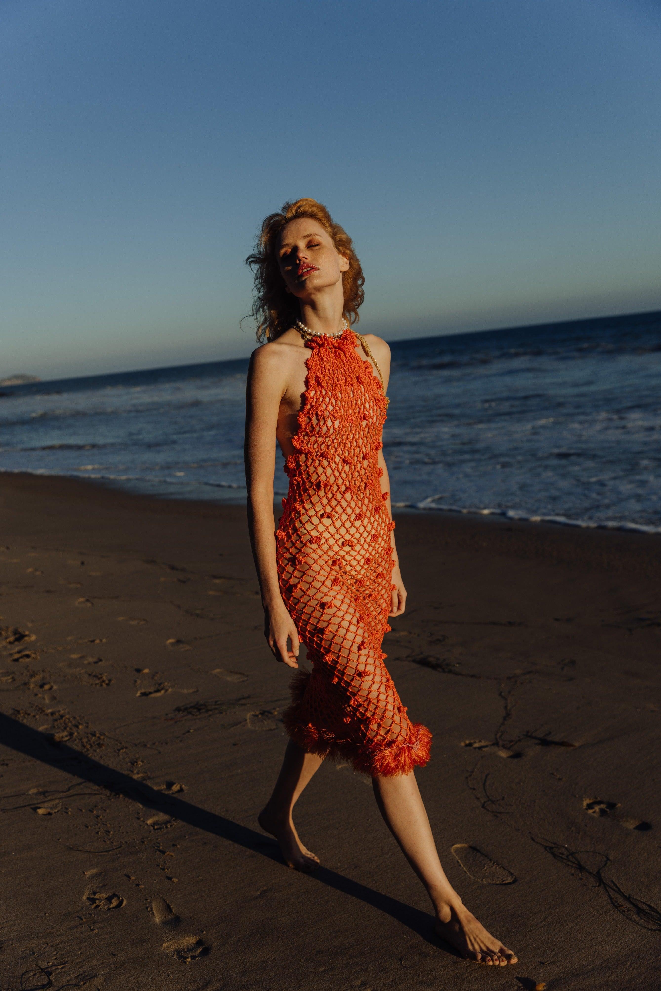 Malva Orange Handmade Crochet Dress