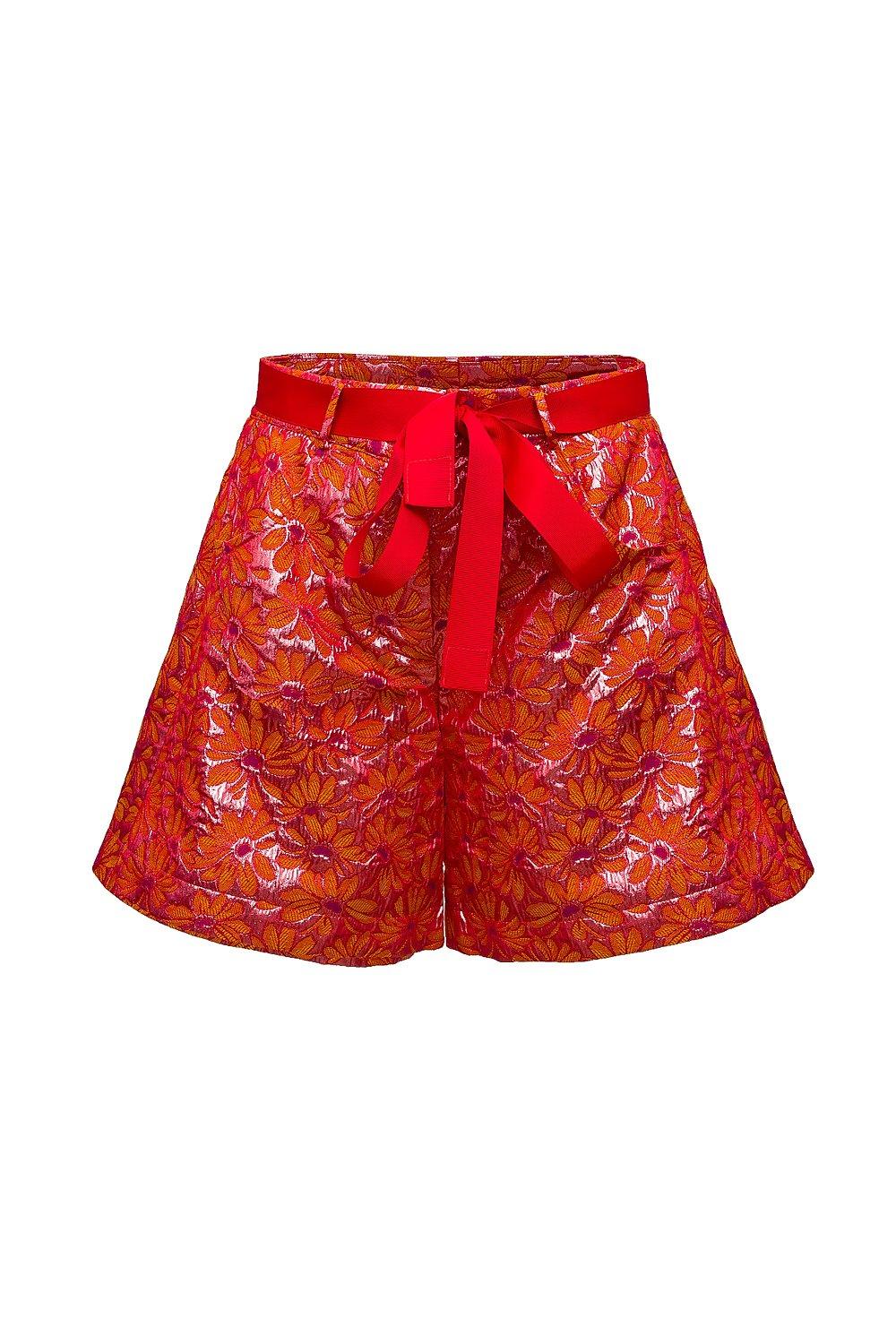 Red Jacquard Shorts