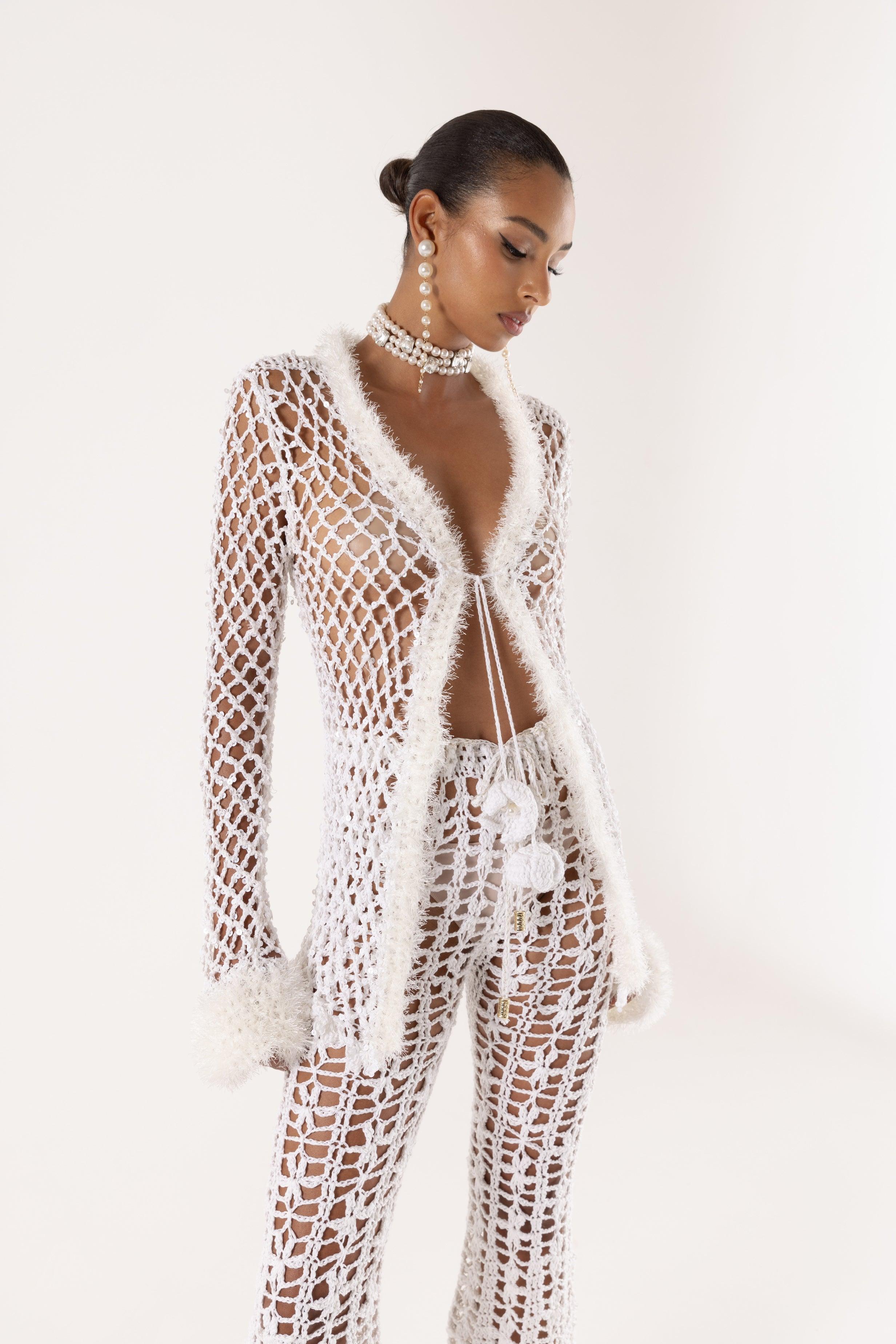 White Vanilla Handmade Crochet Pants