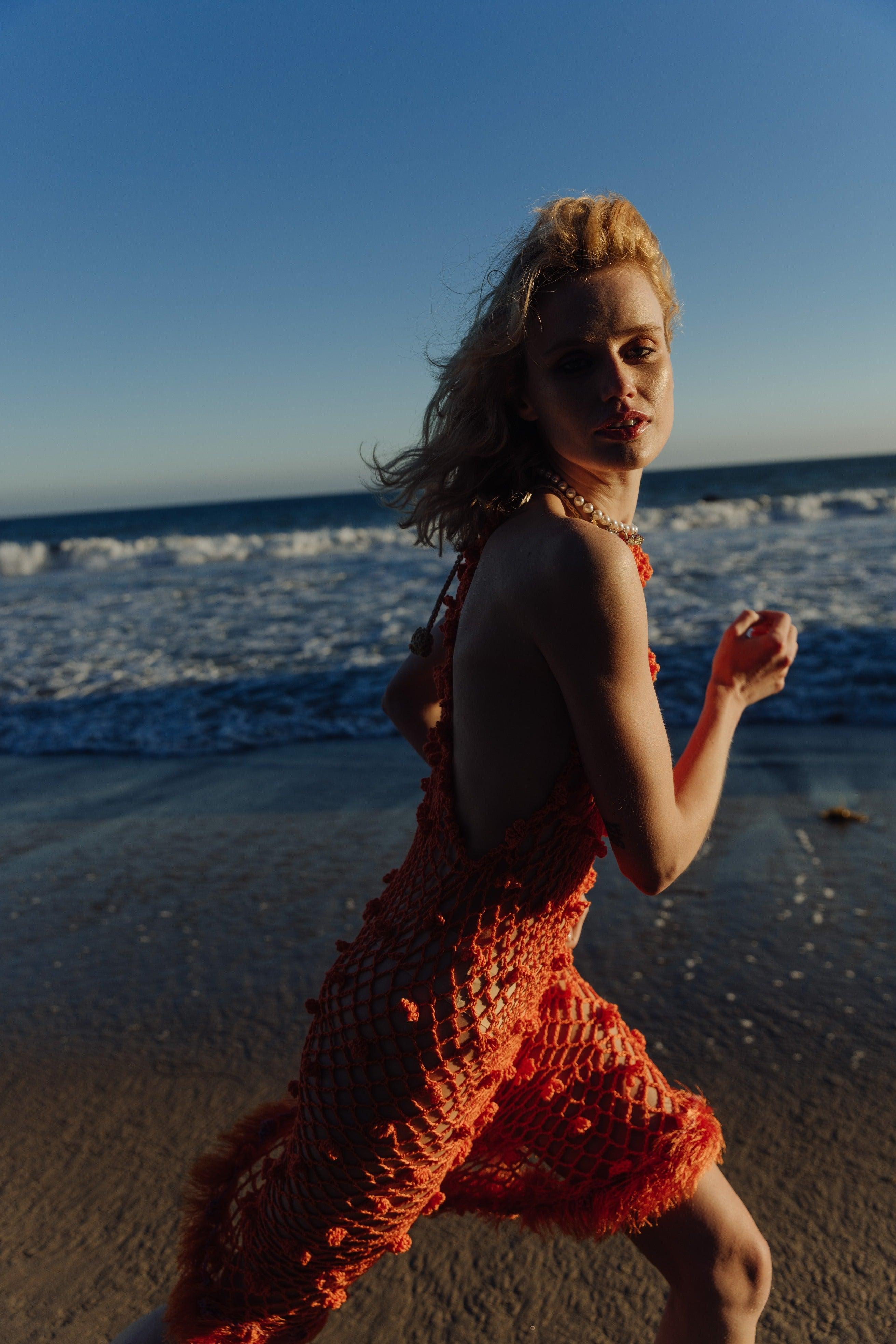 Malva Orange Handmade Crochet Dress