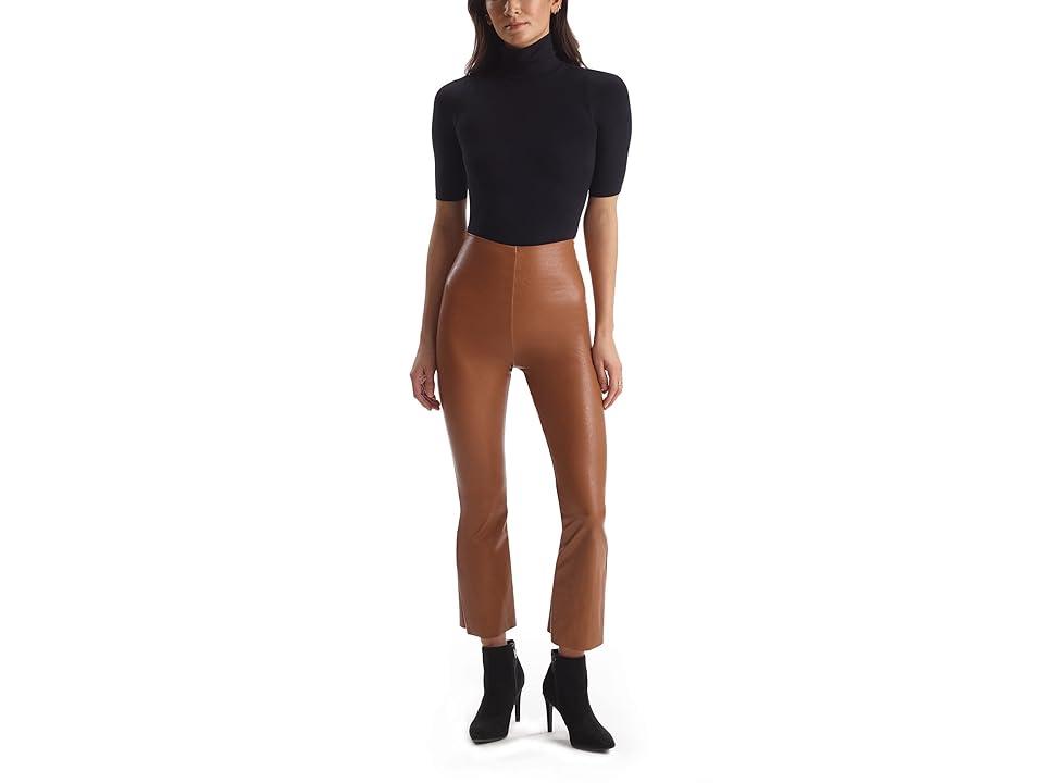 Faux Leather Cropped Flare Perfect Control Leggings SLG33