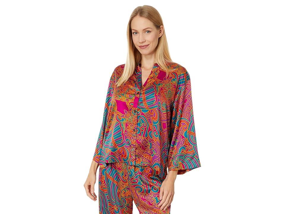 Kaleidoscope Satin Mandarin Pajama Pant Set