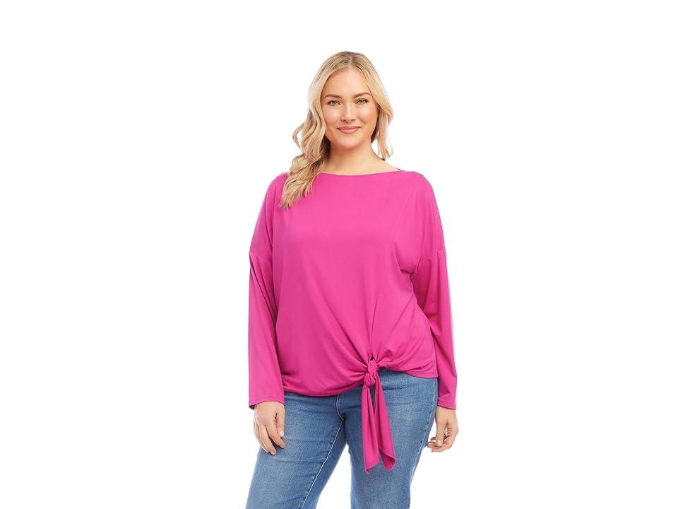 Plus Size Boatneck Tie Front Top