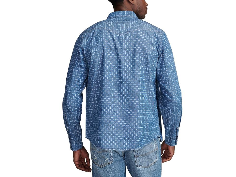 Printed Indigo Western Long Sleeve Shirt