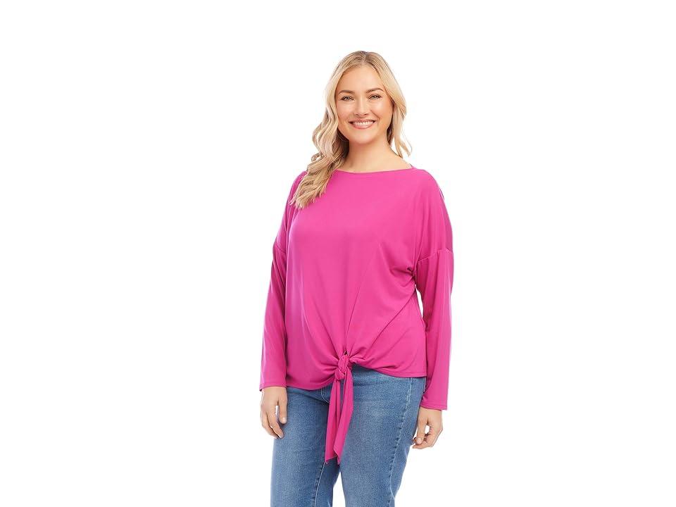 Plus Size Boatneck Tie Front Top