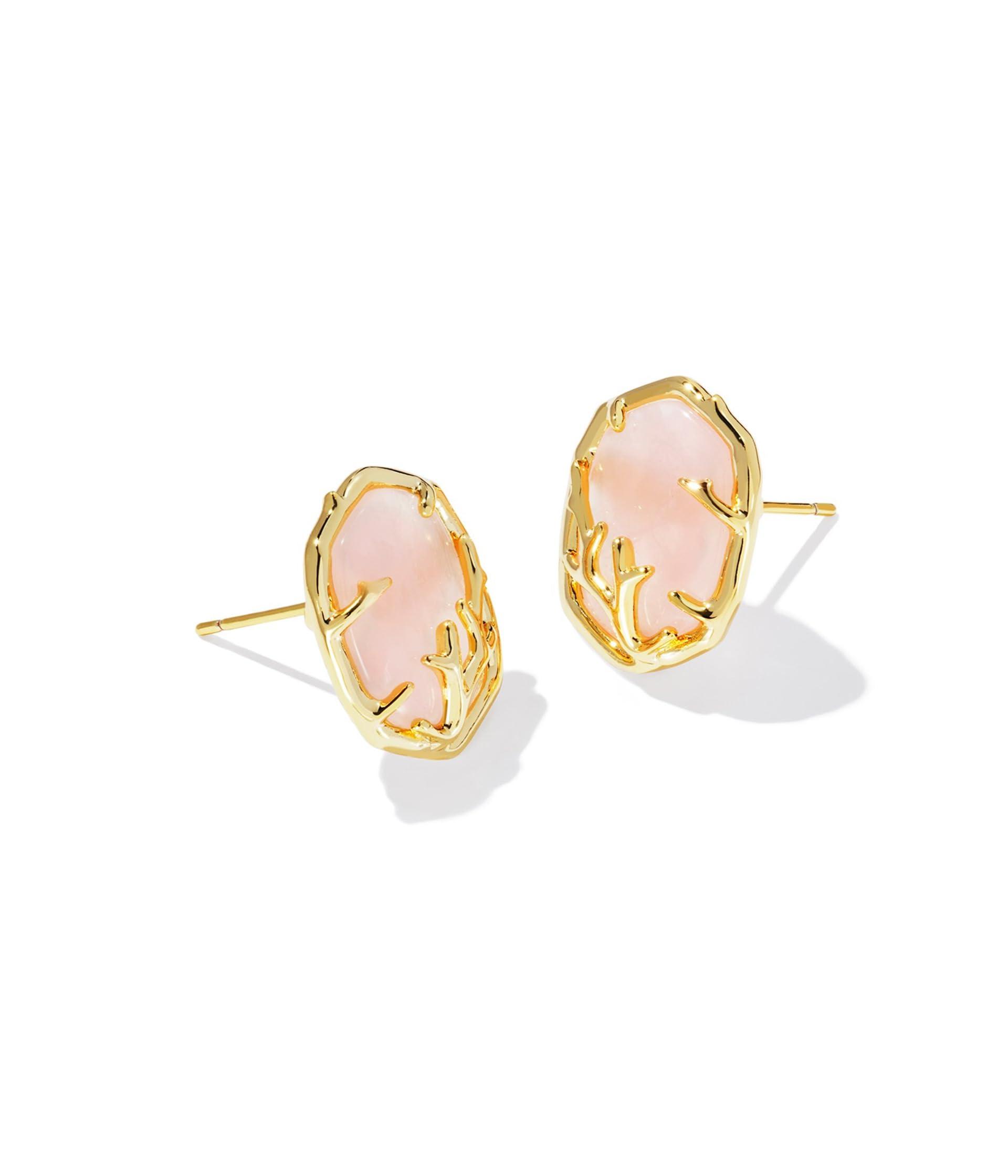 Daphne Coral Frame Stud Earrings