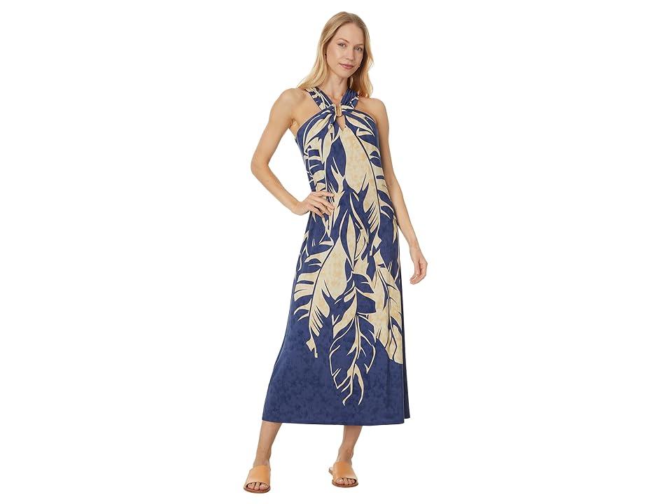 Regal Fronds Halter Midi Dress