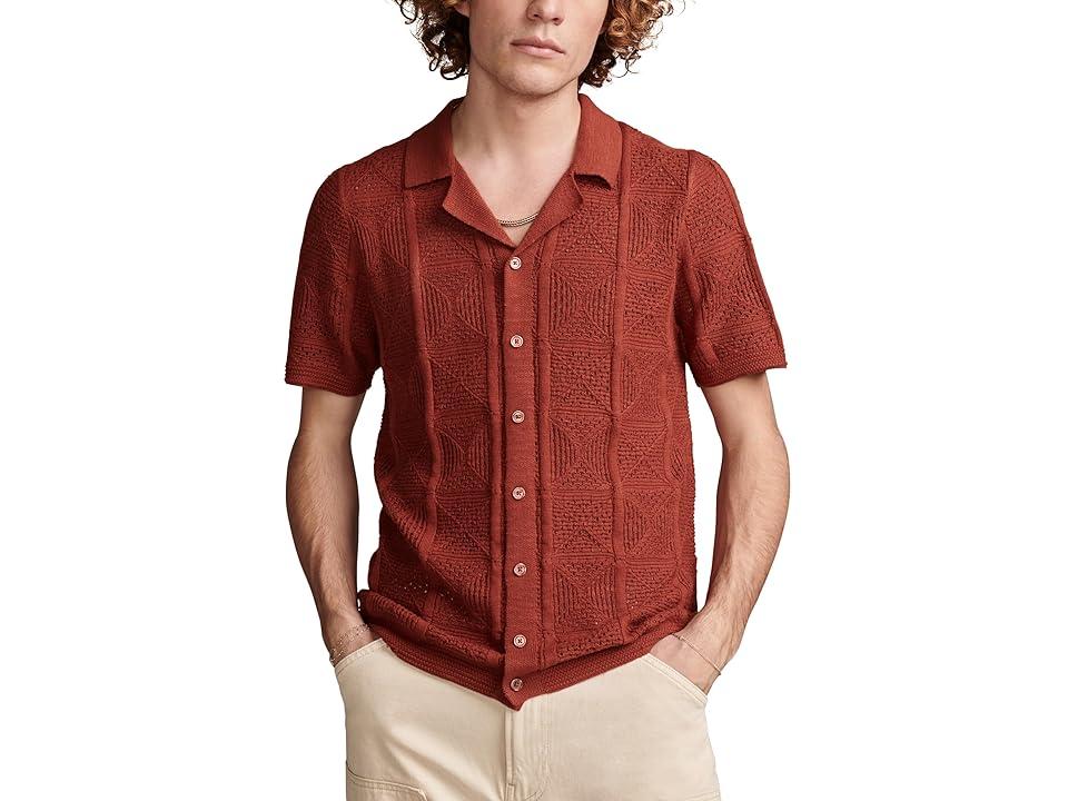 Crochet Camp Collar Short Sleeve Shirt