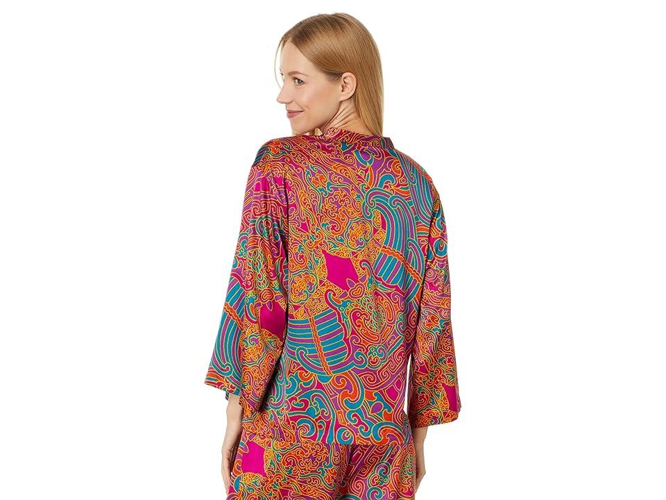 Kaleidoscope Satin Mandarin Pajama Pant Set