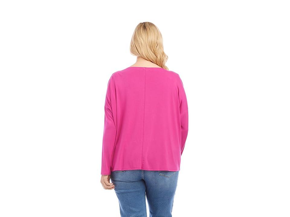 Plus Size Boatneck Tie Front Top