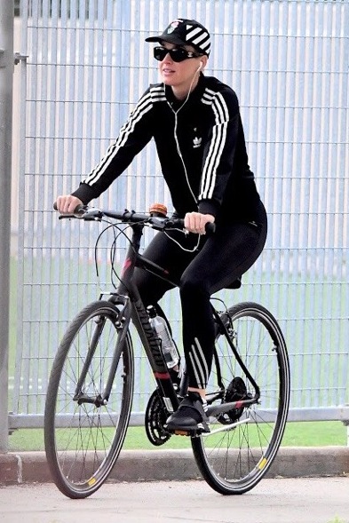 Katy Perry Riding a Bike May 21, 2017